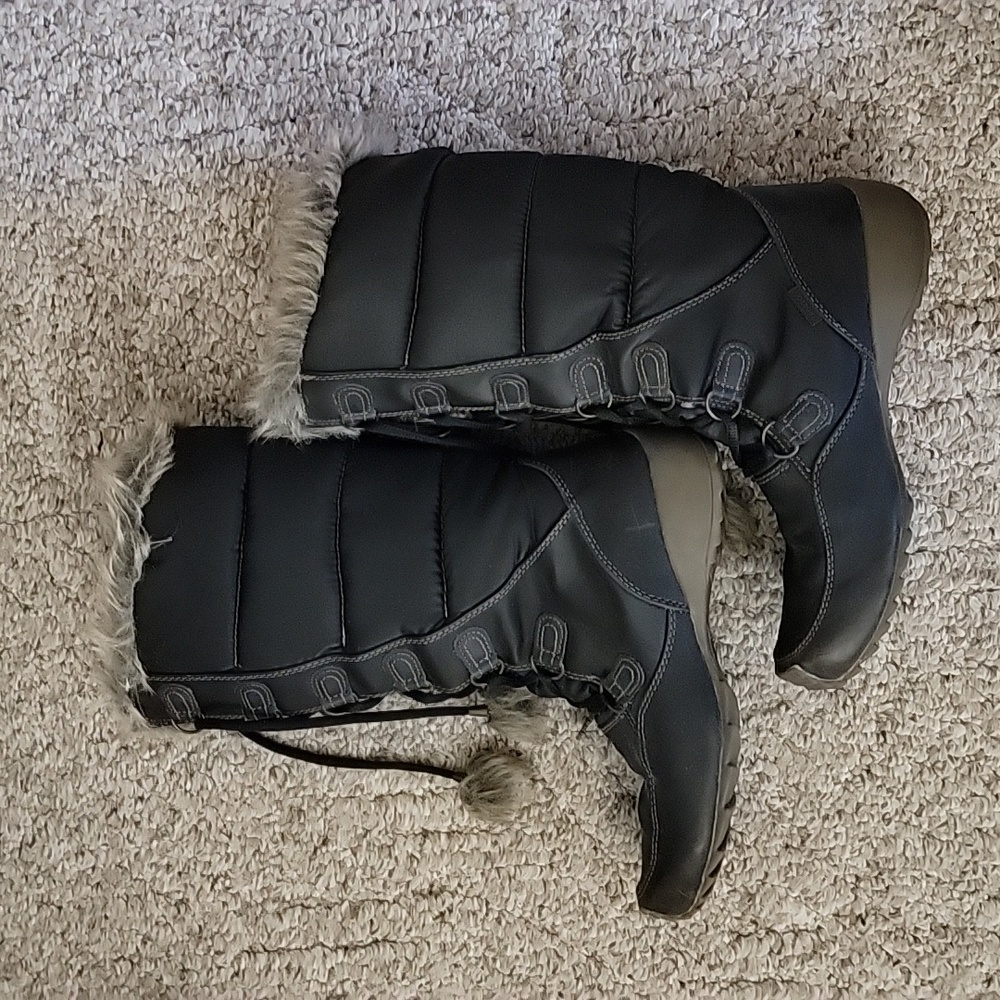 Sporto Brown Nylon Lace-up Faux Fur Lined Winter Boot